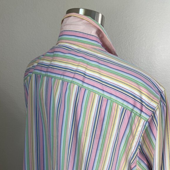 Lauren Ralph Lauren Womens Plus 2X Pastel Striped Button Up Shirt Long Sleeve - Picture 4 of 11